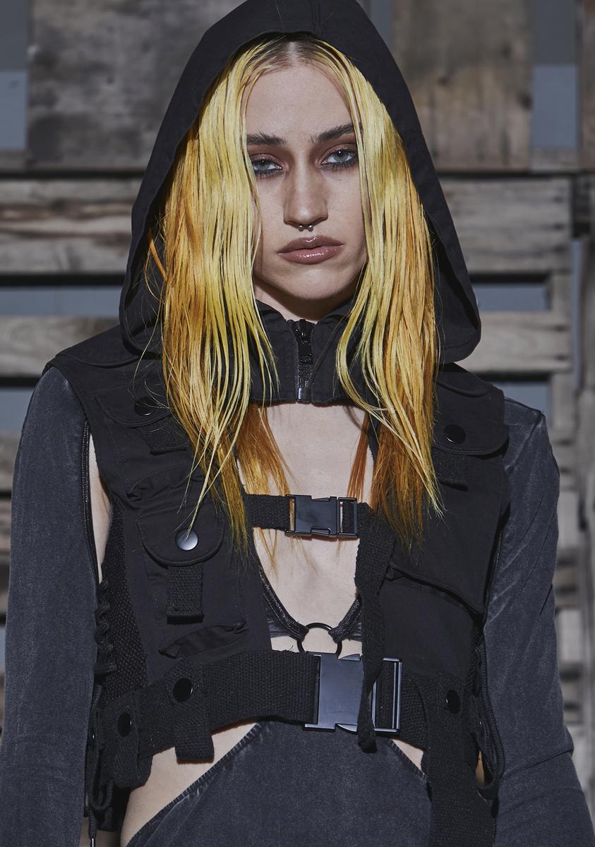 Darker Wavs Unisex Tactical Pocket Hoodie Vest Black Dolls Kill