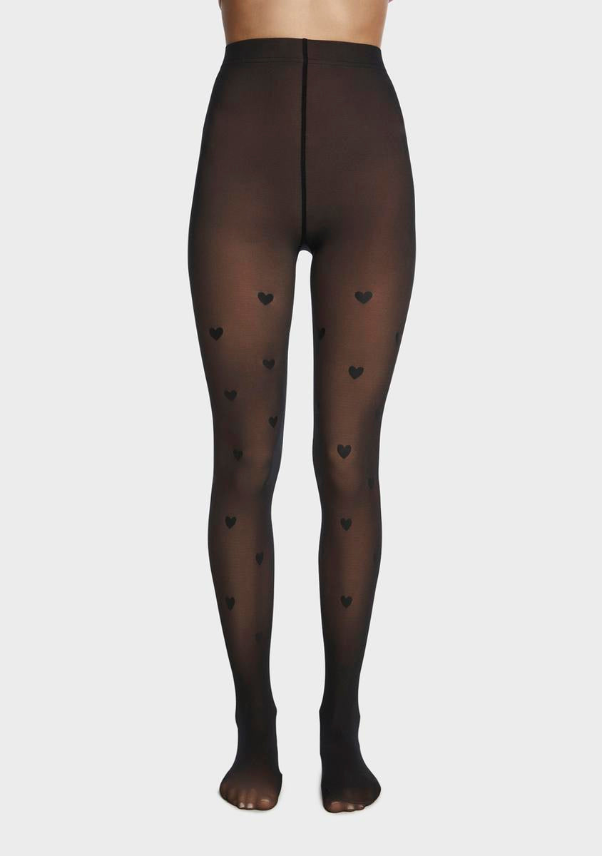 Sheer Heart Tights Black Dolls Kill
