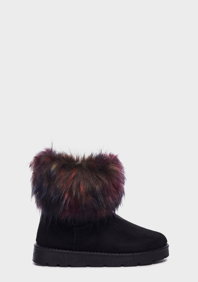 Faux Fur Trim Ankle Winter Boots Black – Dolls Kill