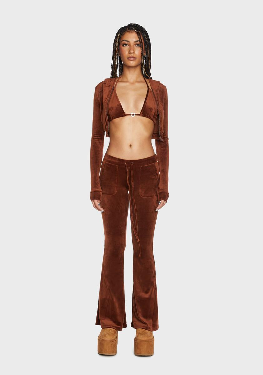 Velour 3 Piece Sweat Set - Brown – Dolls Kill