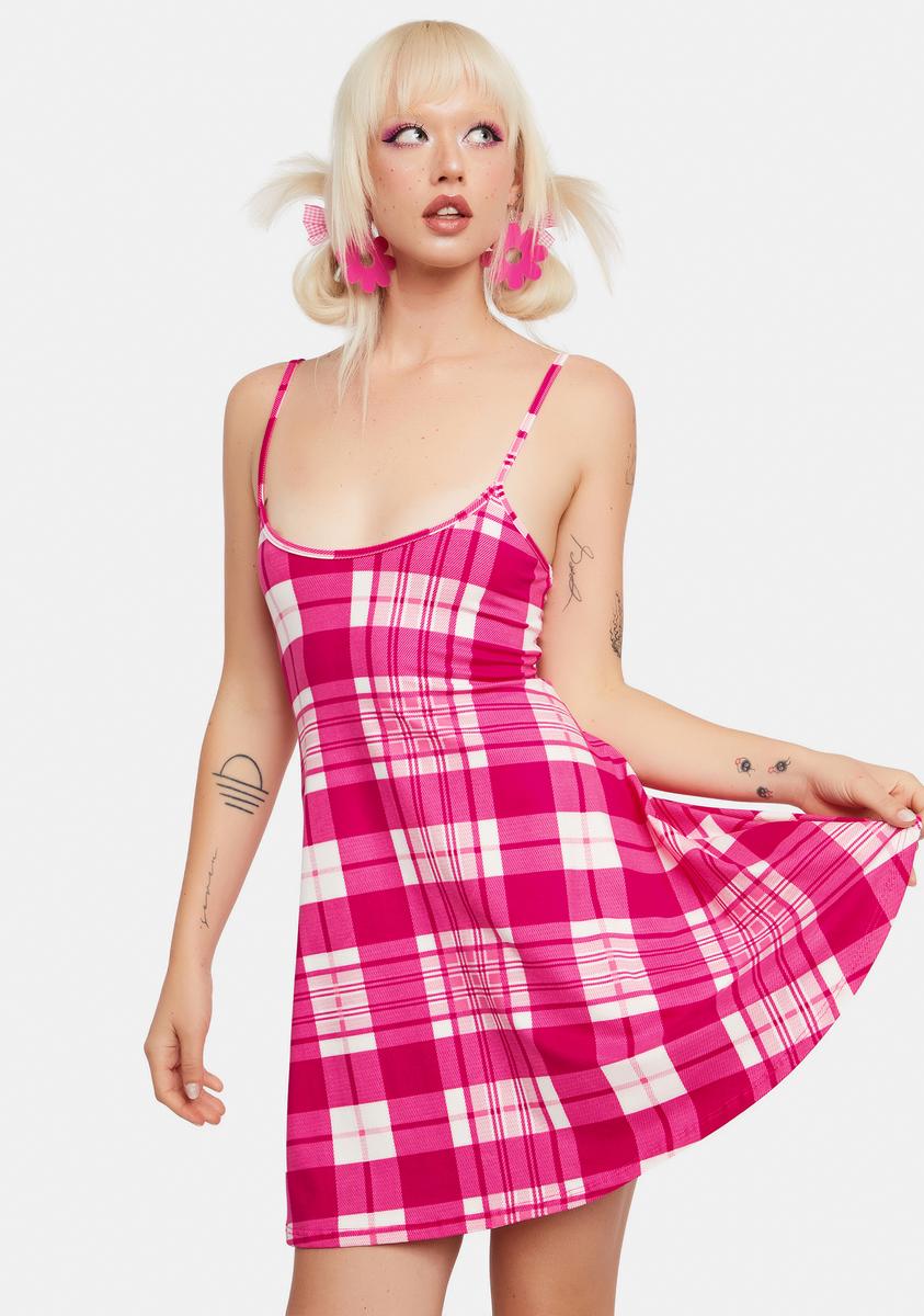 Plaid Cami Strap Mini Dress