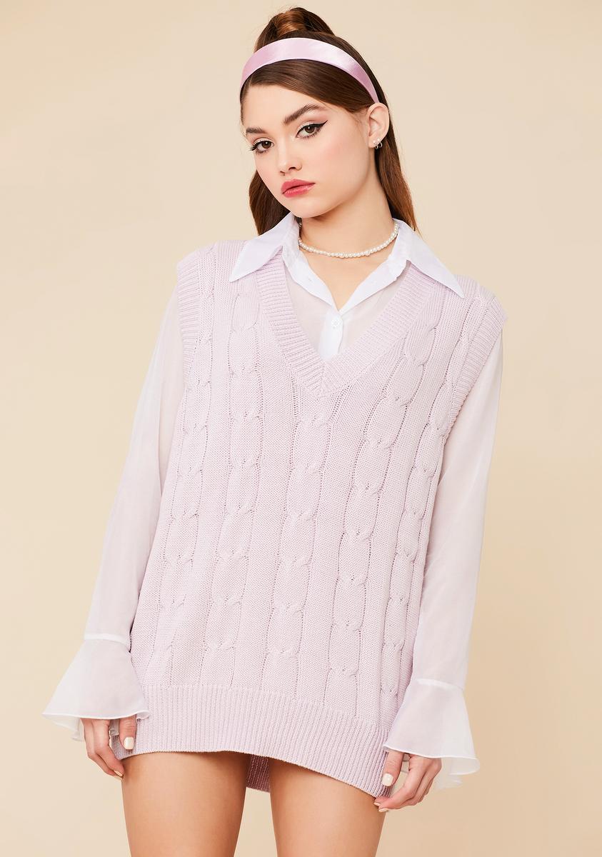 pink sweater vest dress 525 America Devon: Cable Knit Sweater Vest Pink Salt Combo / S