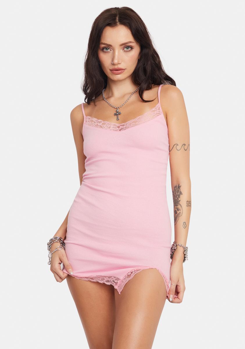 motel coti mini dress Motel Baby Pink Rib Coti Mini Dress