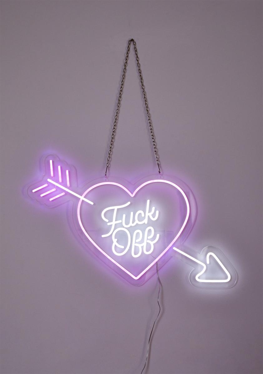Dolls Home Heart Fuck Off Neon Sign - Pink