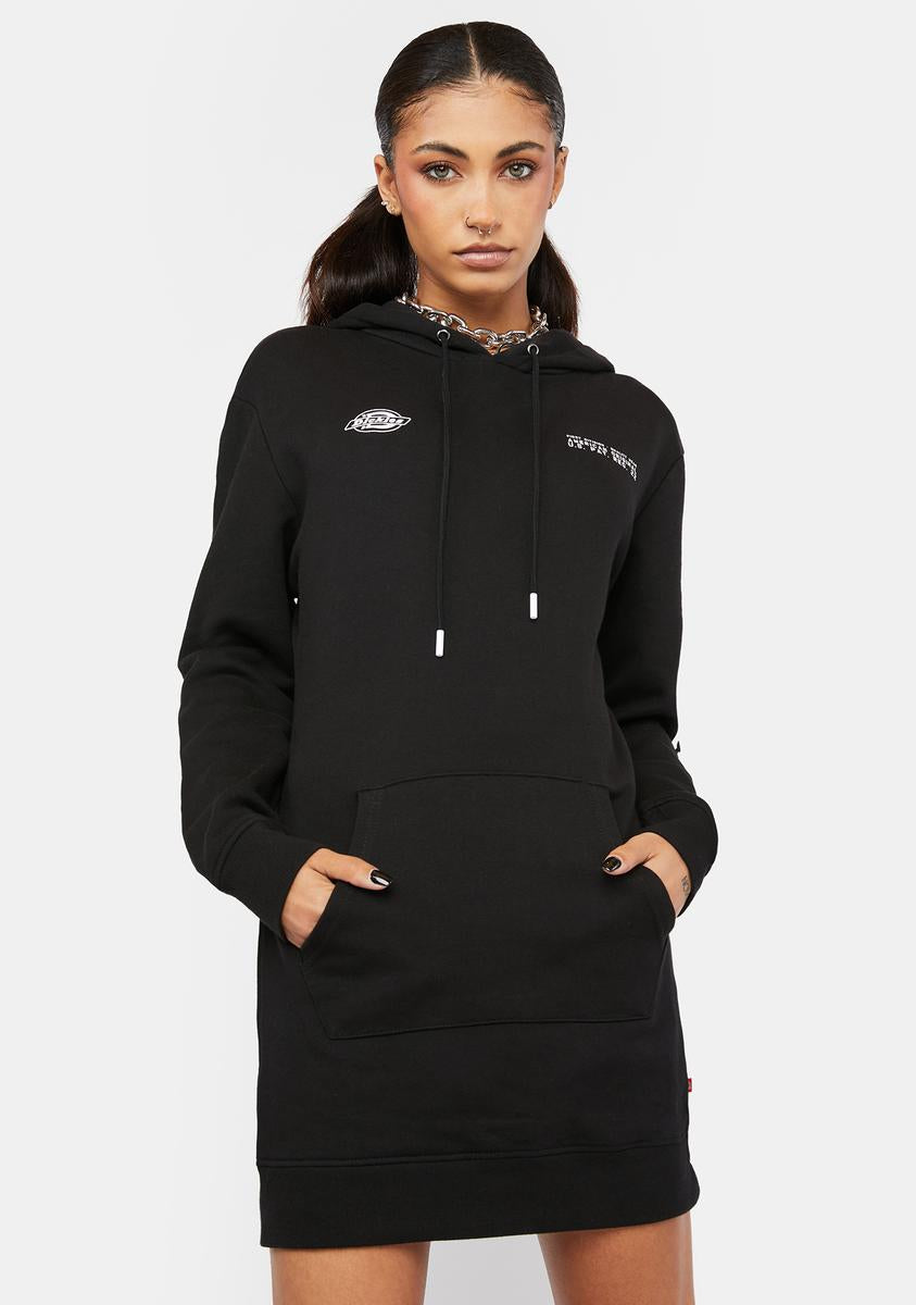 Dickies Long Sleeve French Terry Hoodie Dress - Black Dolls Kill Dickies Long Sleeve French Terry Hoodie Dress - Black Dolls Kill