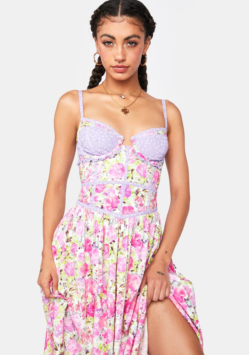 For Love & Lemons Floral Polka Dot Midi Dress For Love & Lemons Floral Polka Dot Midi Dress