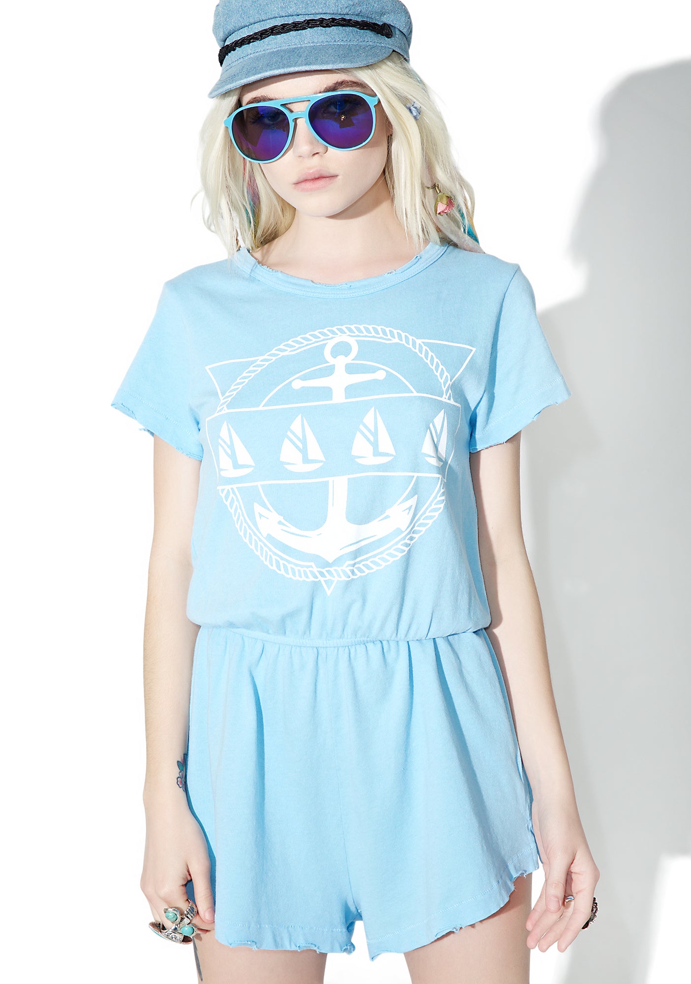 Analogie Boating Crew Girls Romper - Fresh Pink main image 0