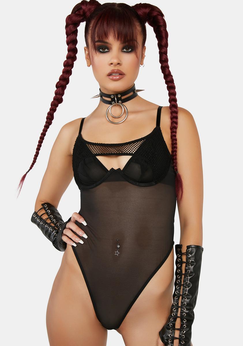 Playful Promises x Hustler Sheer Fishnet Bodysuit - Black – Dolls Kill