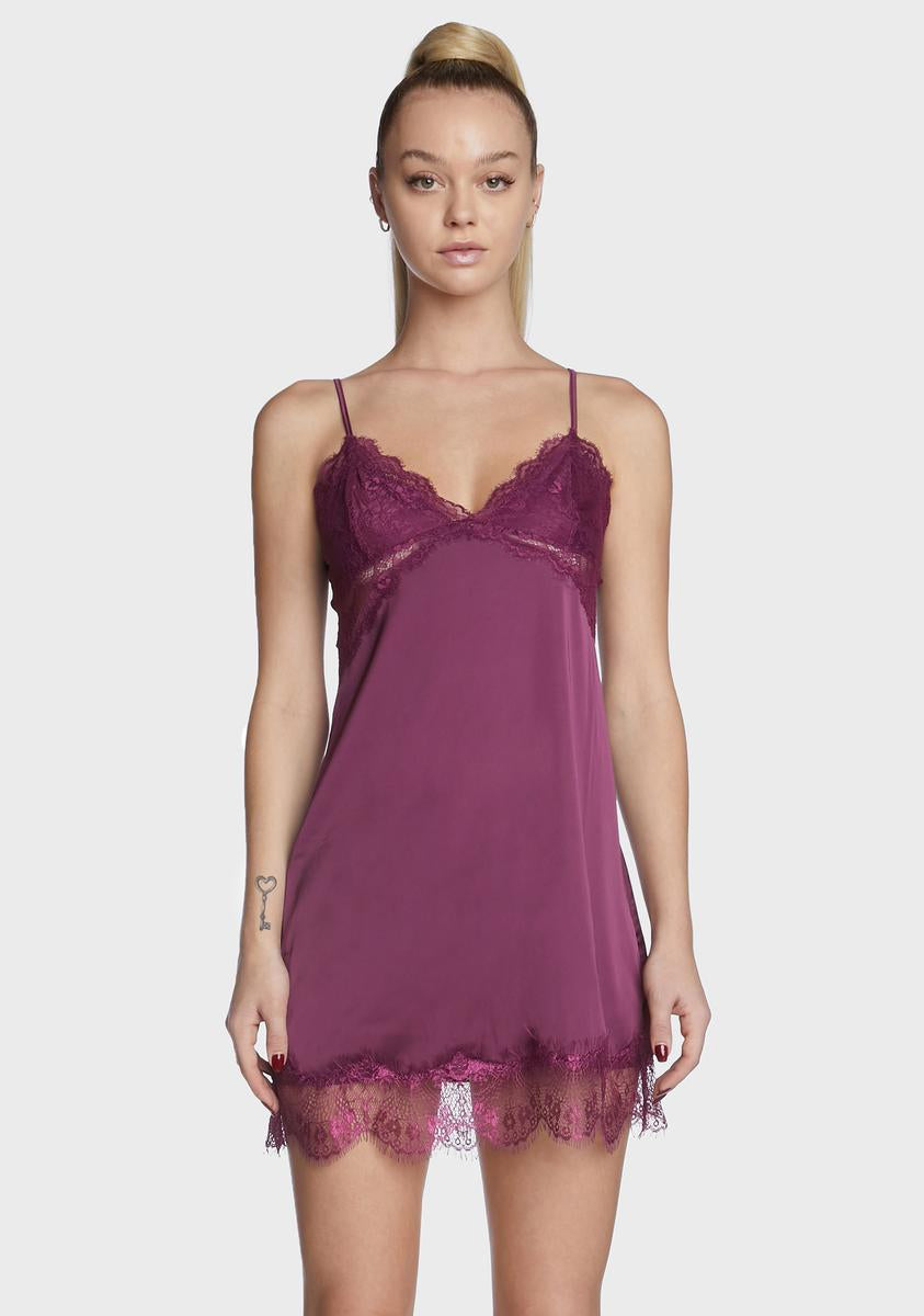 Lace Trim Mini Chemise Dress