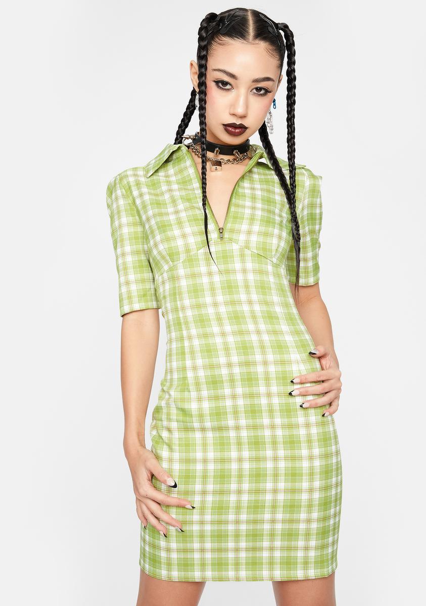 Glamorous Collared Shirt Dress - Green Check Dolls Kill Glamorous Collared Shirt Dress - Green Check Dolls Kill