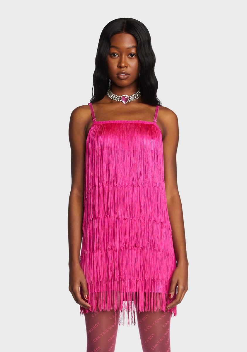 Fringe Mini Dress - Pink Dolls Kill Fringe Mini Dress - Pink Dolls Kill