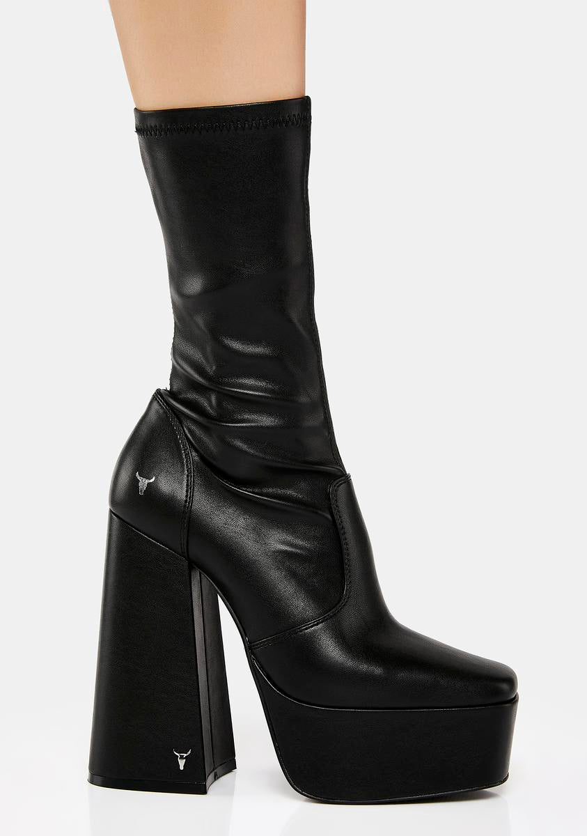 Windsor Smith Leather Platform Sock Boots Black – Dolls Kill