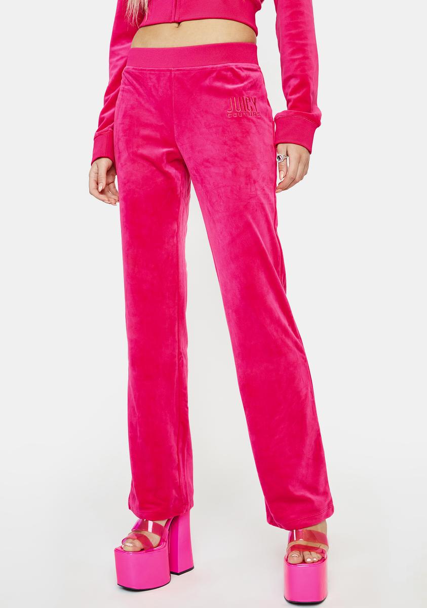 JUICY COUTURE Vixen Pink Classic Velour Track Pants