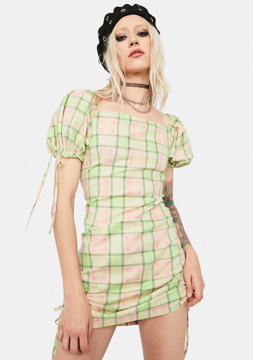 The Ragged Priest Memory Ruched Plaid Mini Dress Dolls Kill The Ragged Priest Memory Ruched Plaid Mini Dress Dolls Kill
