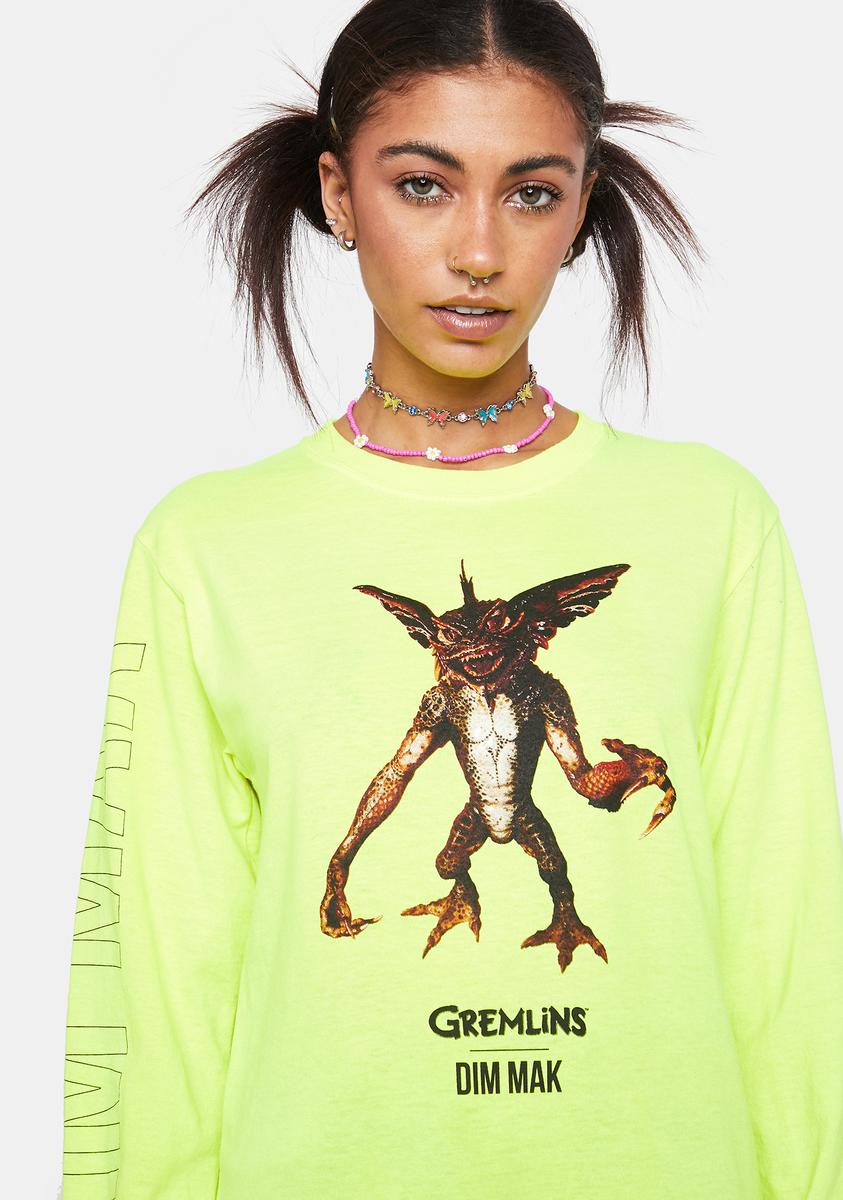DIM MAK X Gremlins Mohawk Long Sleeve Graphic Tee - Green – Dolls Kill