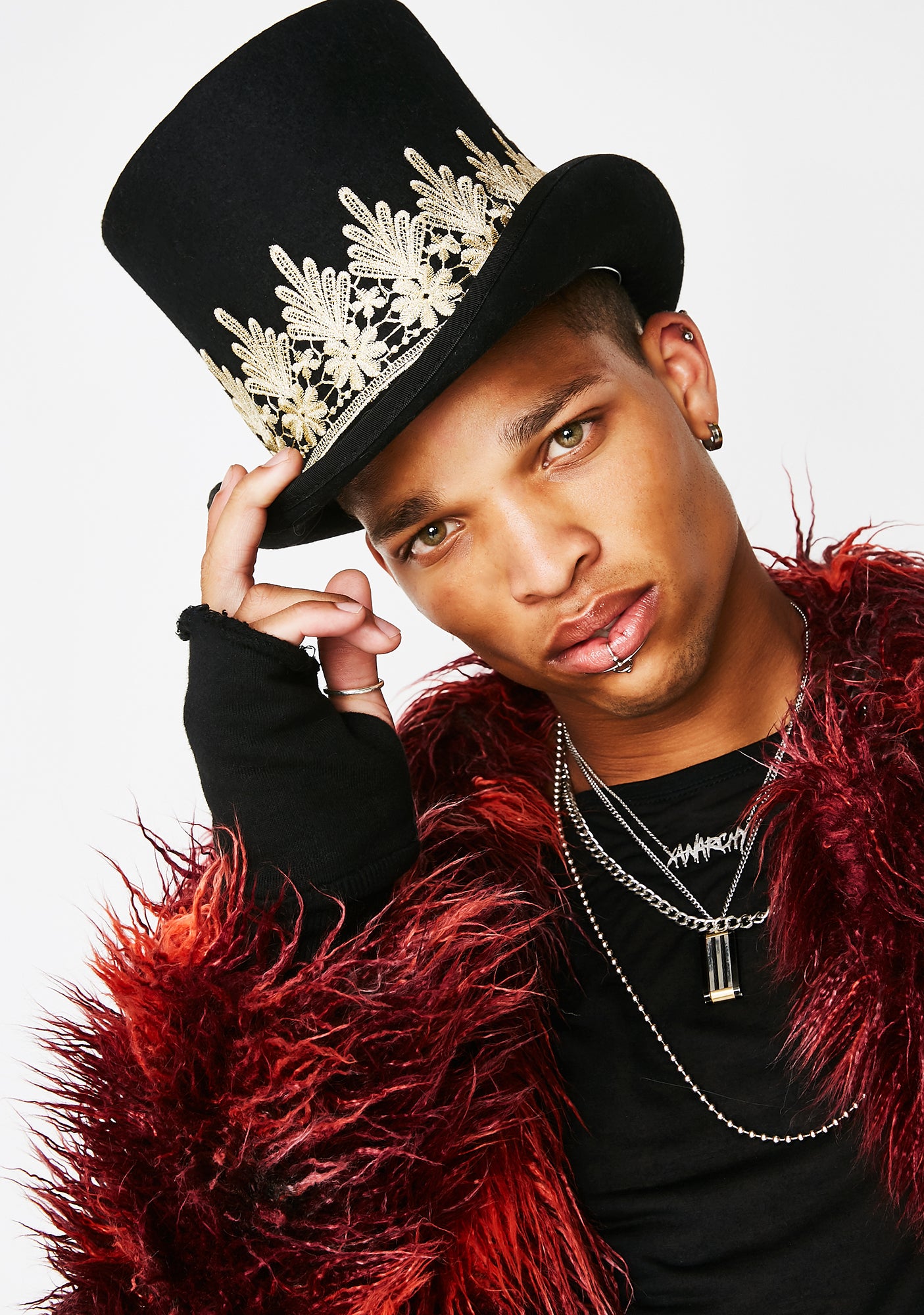 Embellished Top Hat USM-FS1211-BKGO-1-LMK__96110.  main image 3