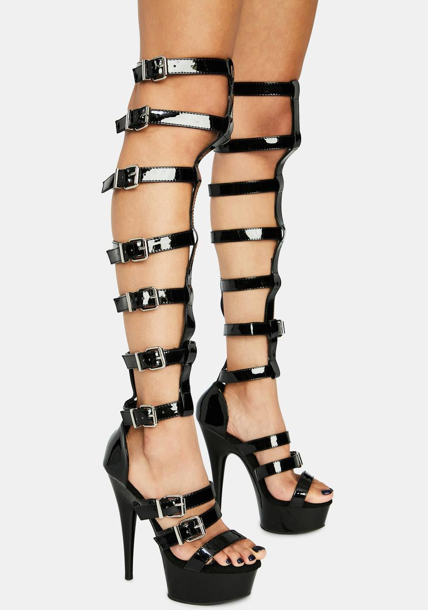 Pleaser Delight 600 46 Strappy Patent Gladiator Sandal Heels