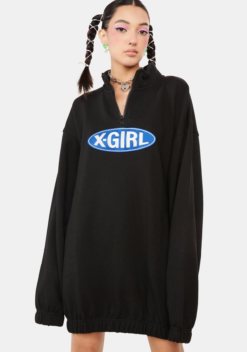 ワンピース X-girl HALF ZIP SWEAT DRESS x-Girl Embroidered Logo Half Zip Sweater Dress – Dolls Kill