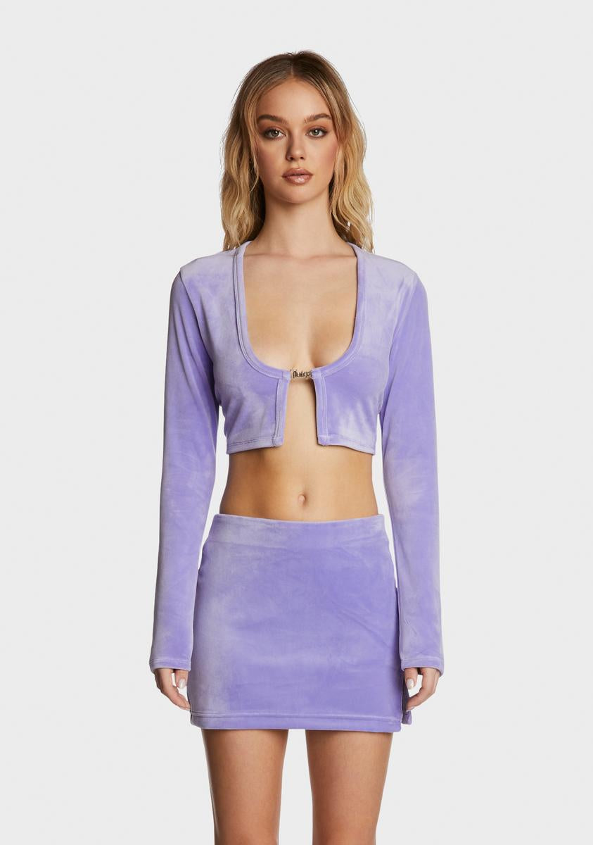 JUICY COUTURE Open Front Velour Cardigan Top Freesia Dolls Kill