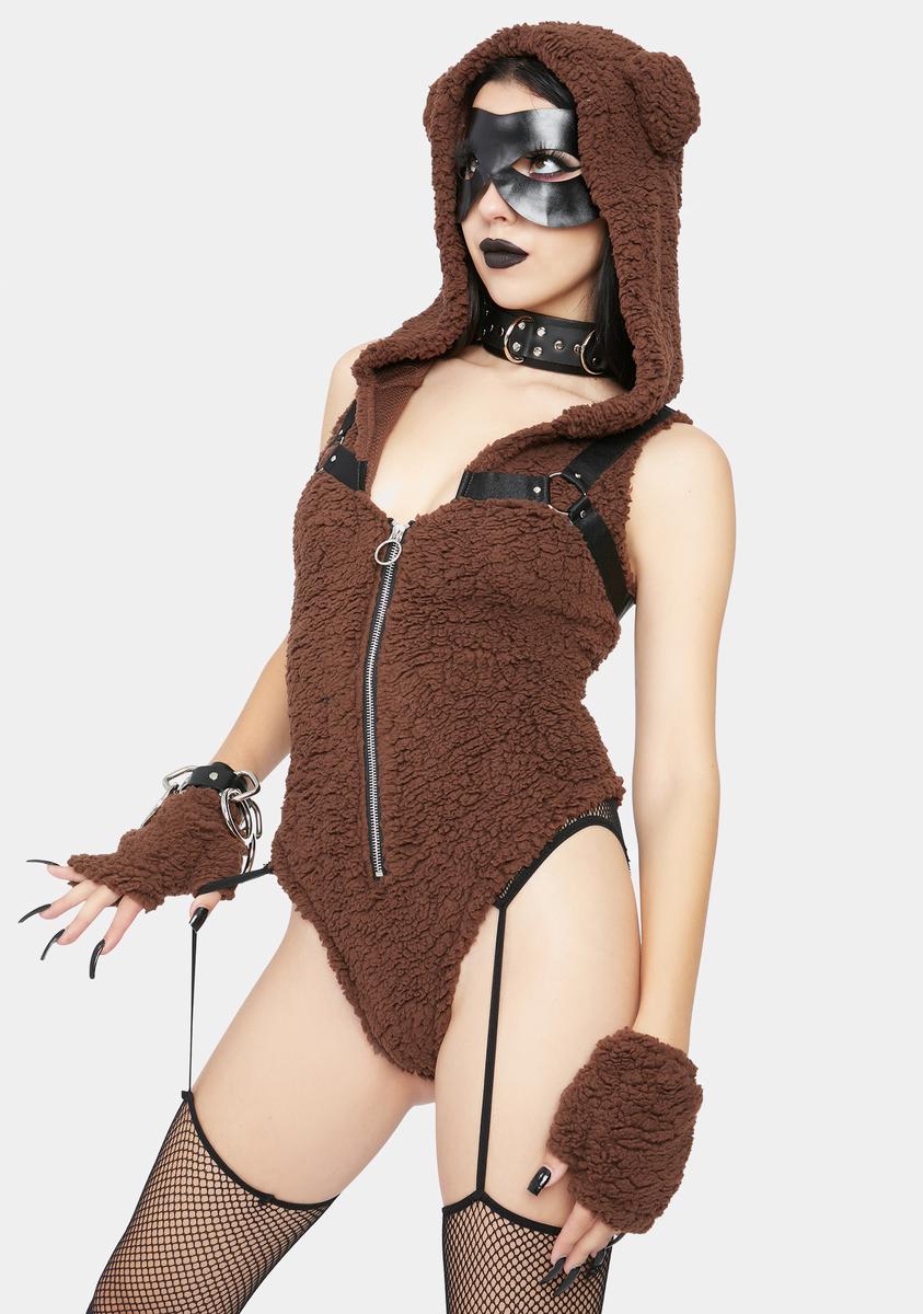 Halloween Dolls Kill Sexy Bondage Bear Costume - Brown Halloween Dolls Kill Sexy Bondage Bear Costume - Brown