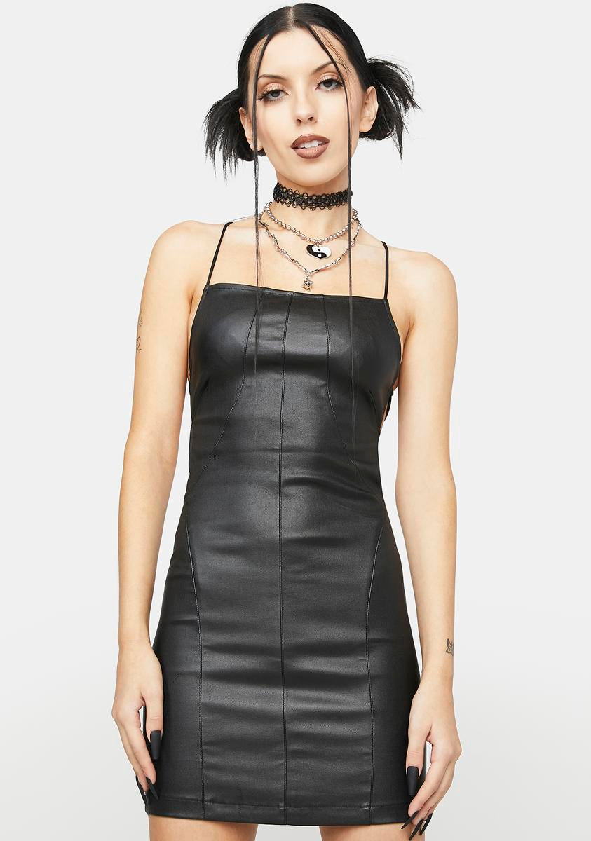 Edikted Vegan Leather Strappy Dress - Black Dolls Kill Edikted Vegan Leather Strappy Dress - Black Dolls Kill
