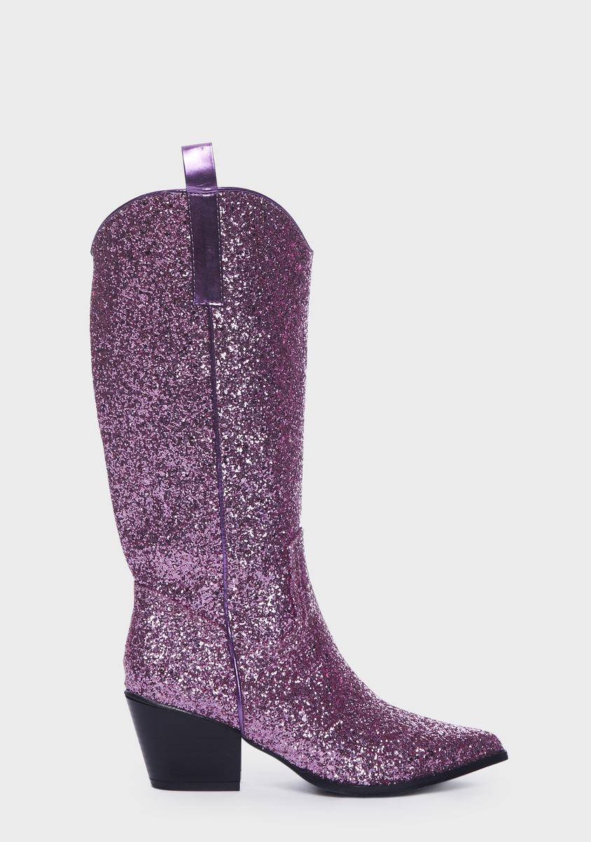 Privileged Glitter Cowboy Boots Pink Dolls Kill