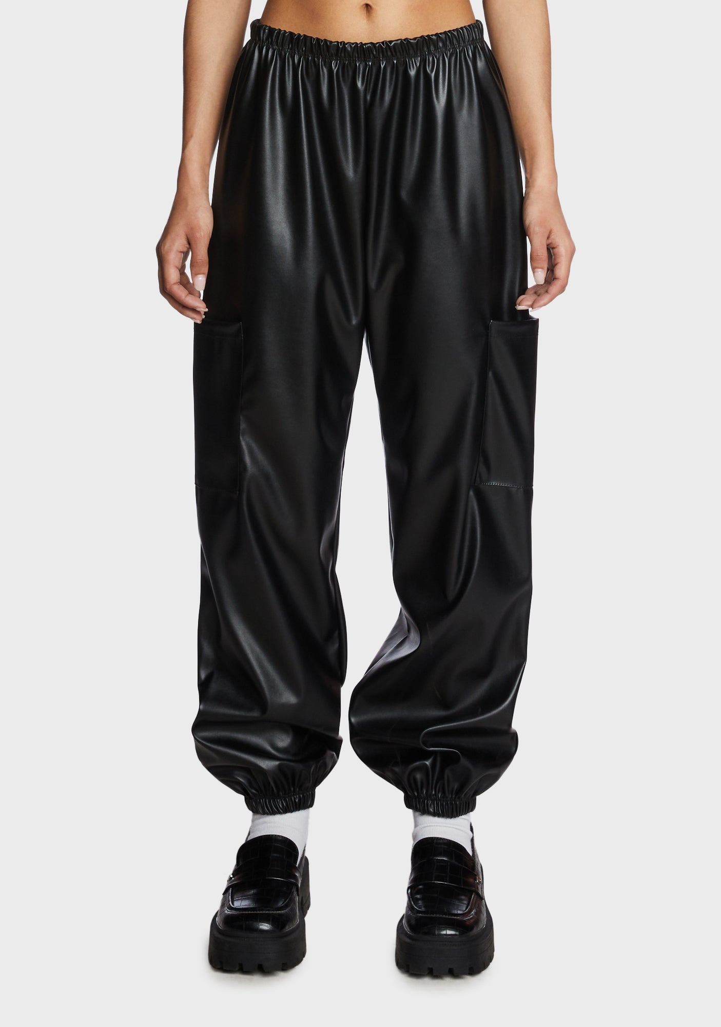 Vegan Leather Baggy Pants Black Dolls Kill