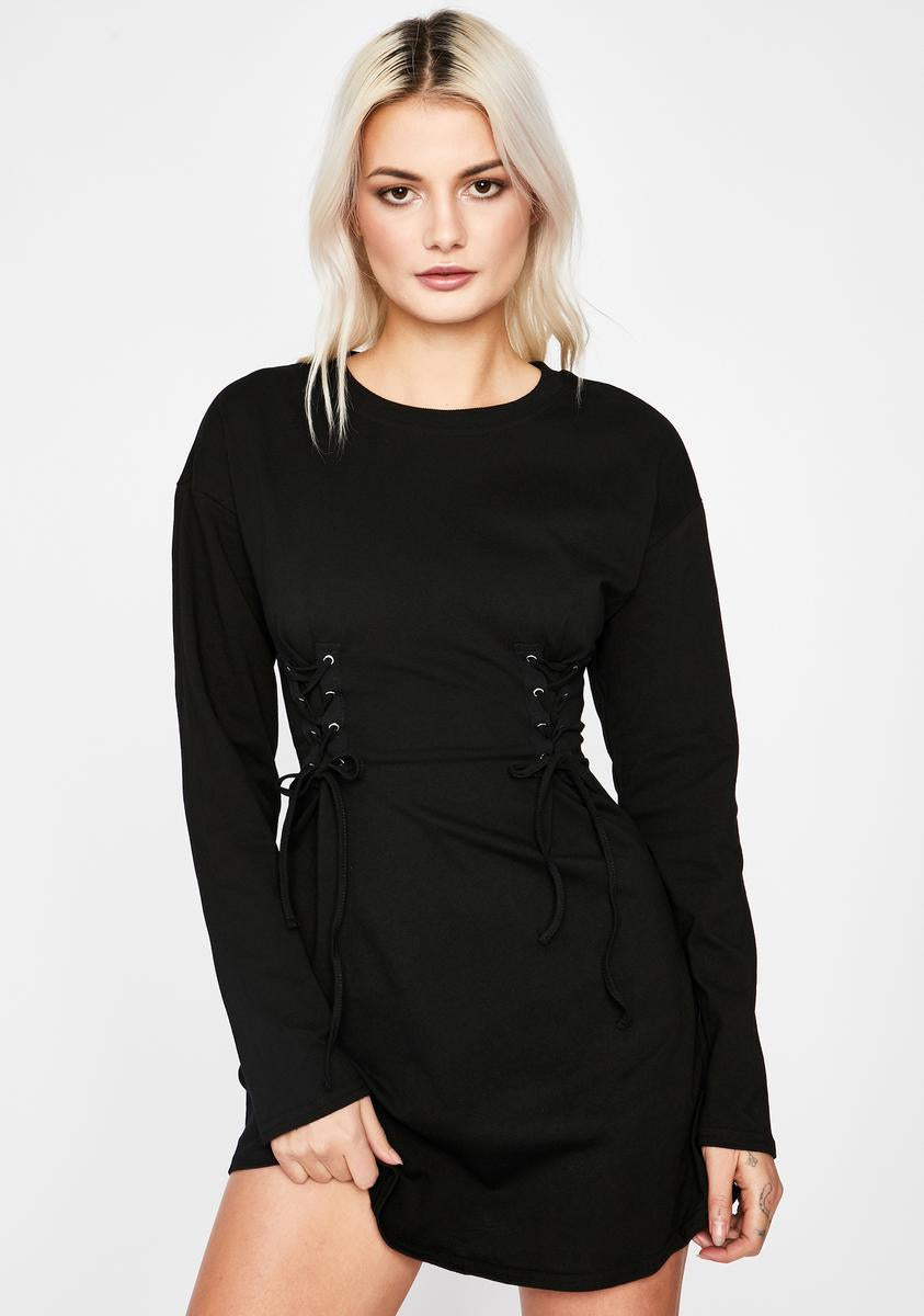 Side Lace Up Corset Mini Dress Fit Flare – Dolls Kill