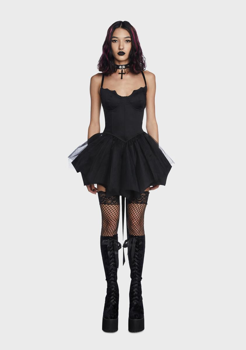 Widow Corset Mini Dress - Black