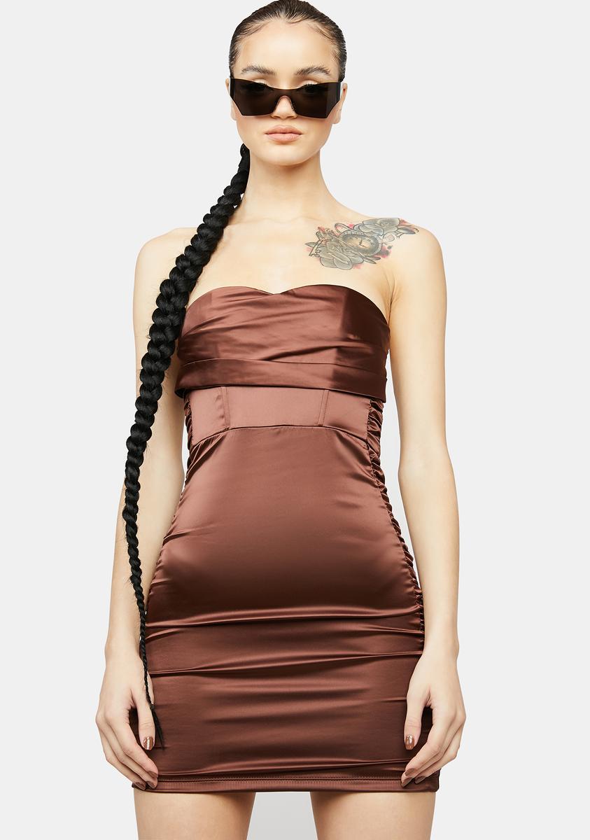 club style mini satin dress Satin Ruched Bodycon Dress