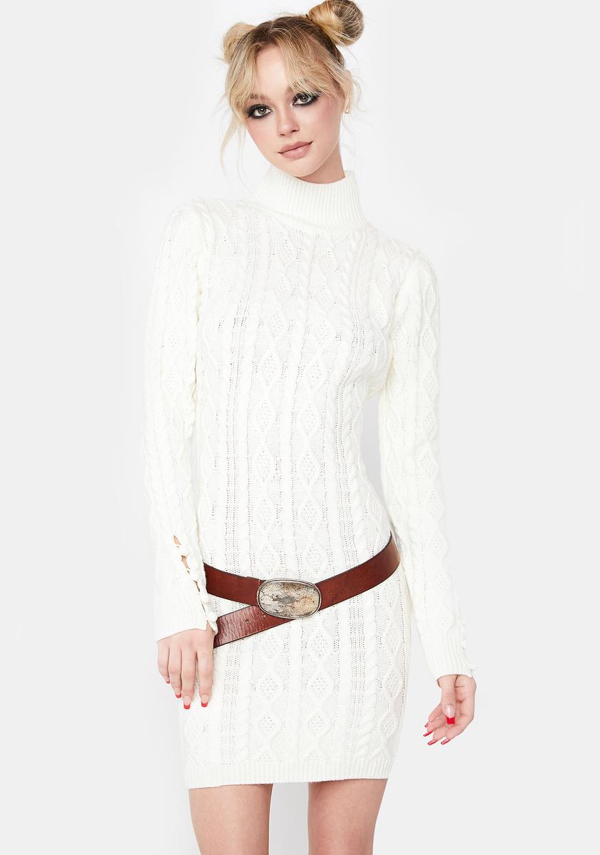 Cable Knit Open Back Dress - Off White Dolls Kill Cable Knit Open Back Dress - Off White Dolls Kill