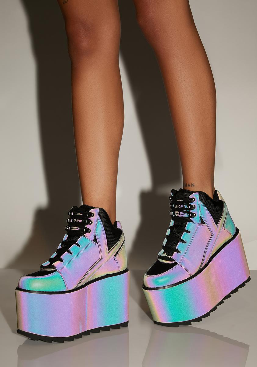 YRU Reflective Platform Sneakers – Dolls Kill - Main Image