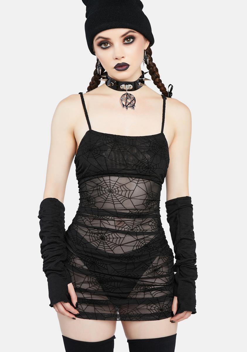 Forest Ink Sheer Spider Web Dress - Black Dolls Kill Forest Ink Sheer Spider Web Dress - Black Dolls Kill