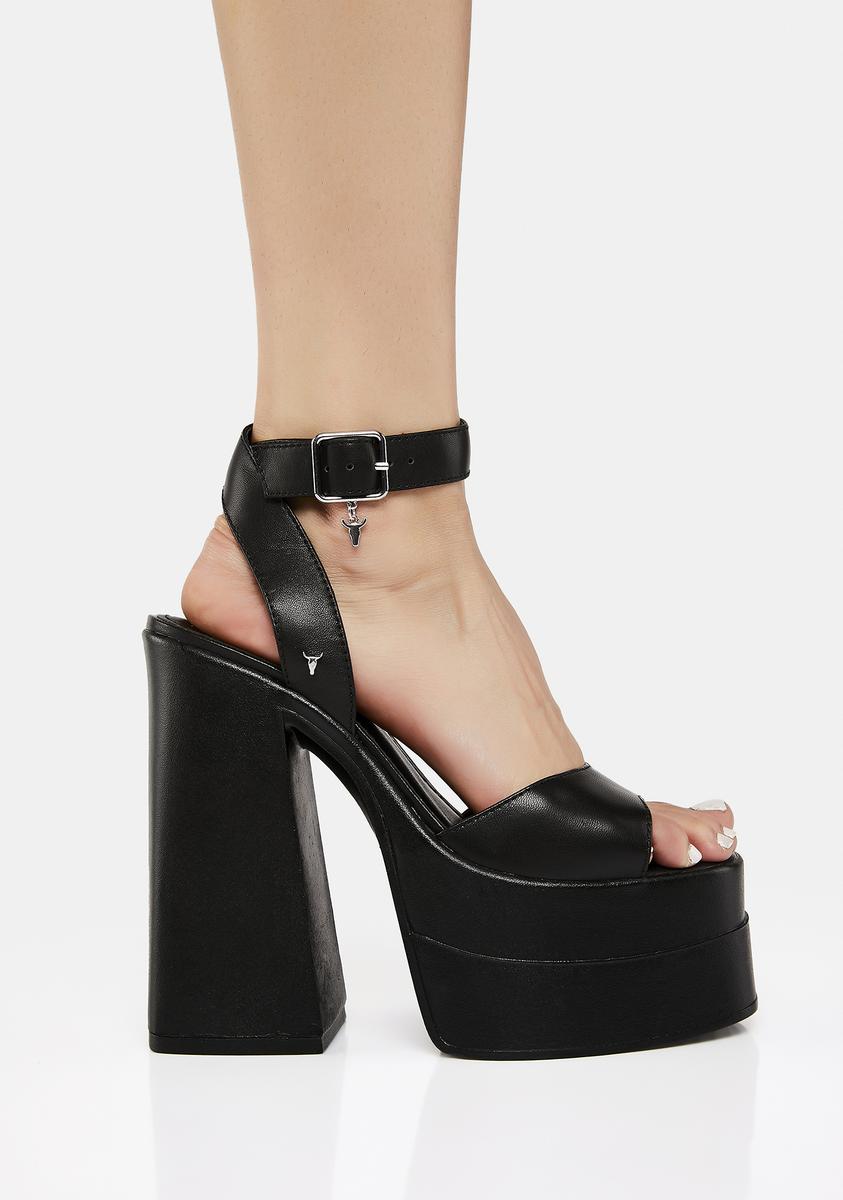 Windsor Smith Leather Platform Heeled Sandals Black – Dolls Kill