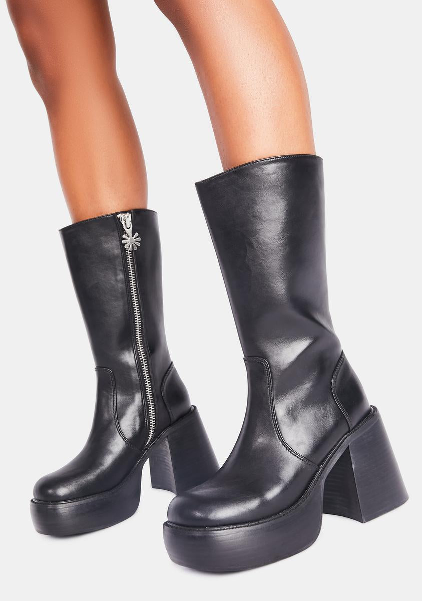 Delia's By Dolls Kill Platform Knee High Faux Leather Boots