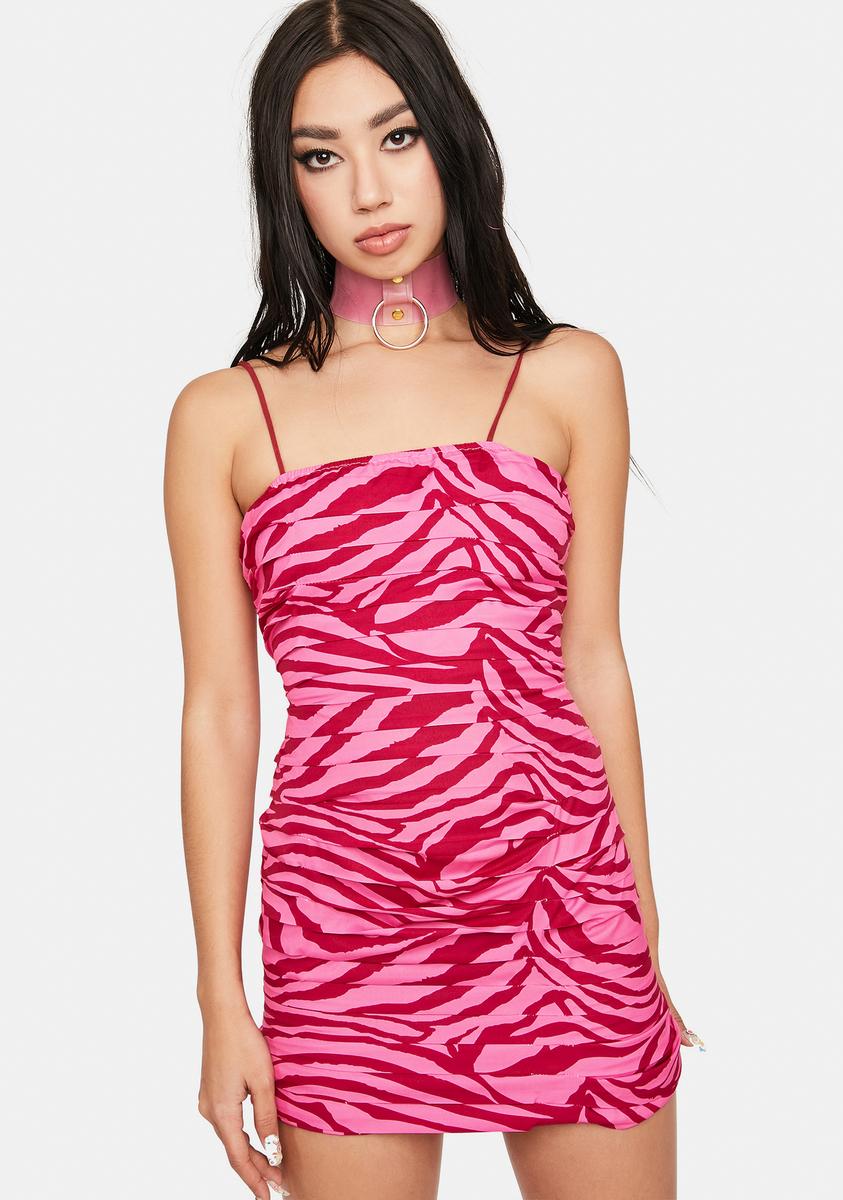 Zebra Print Pleated Mini Dress Zebra Print Pleated Mini Dress
