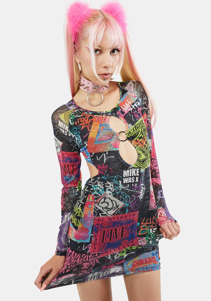mesh dress dolls kill Dolls Kill Cobra Roses Mesh Dress