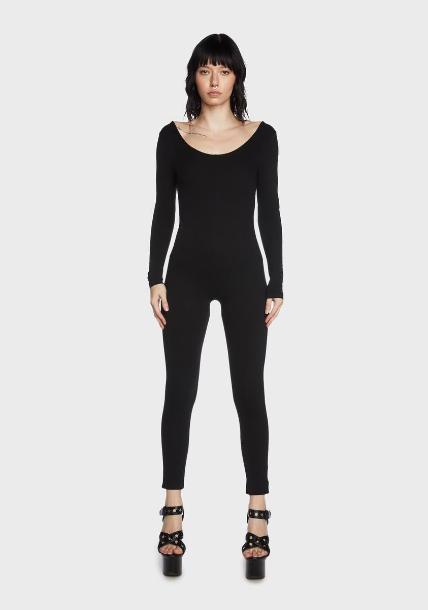 Edikted Open Back Bodycon Jumpsuit Black Dolls Kill