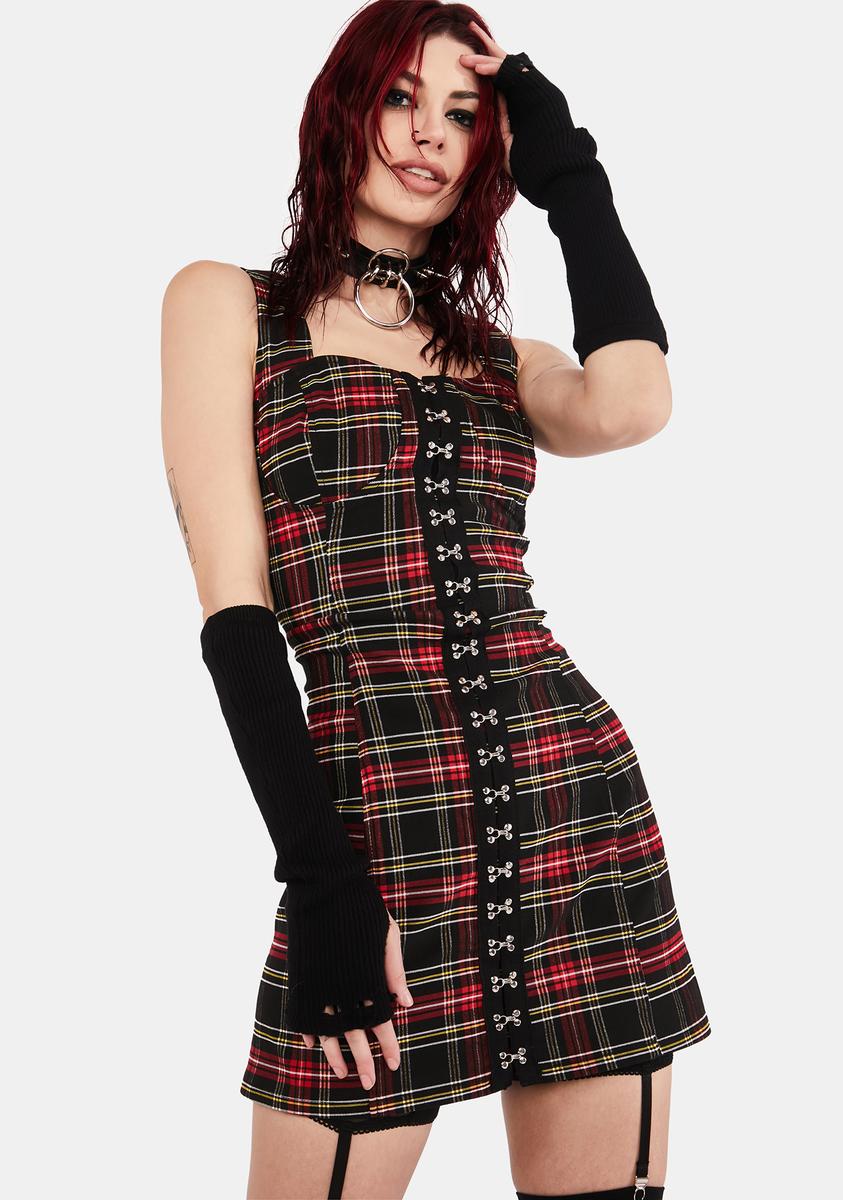 Jawbreaker Hook & Eye Tartan Bodycon Mini Dress - Plaid Dolls Kill Jawbreaker Hook & Eye Tartan Bodycon Mini Dress - Plaid Dolls Kill