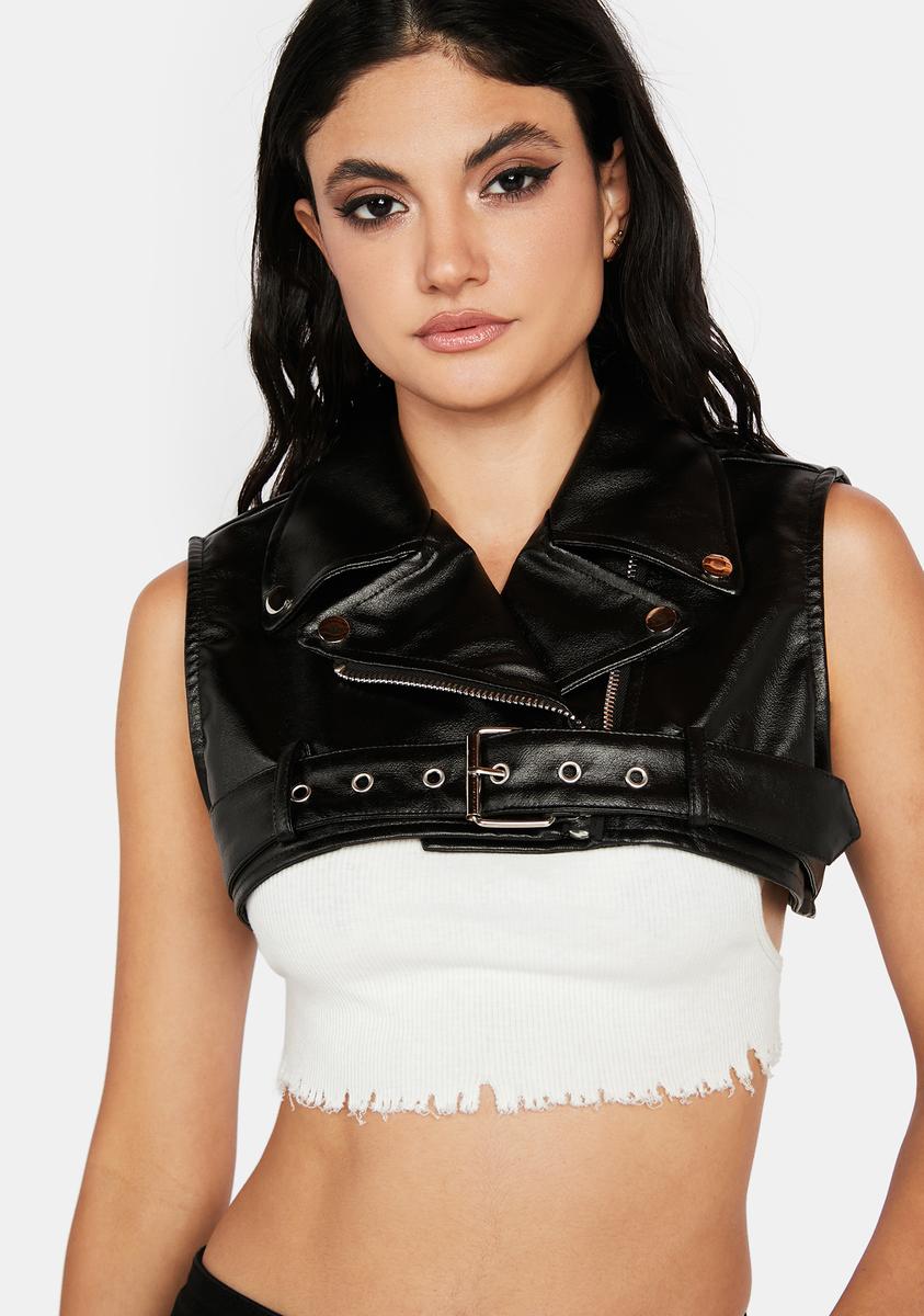 Cropped Shrug Moto Vest Black Dolls Kill