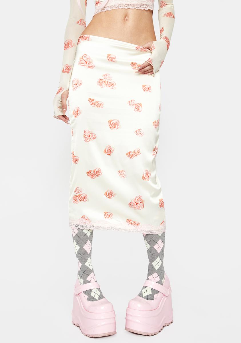 No Dress Floral Print Maxi Skirt - Cream