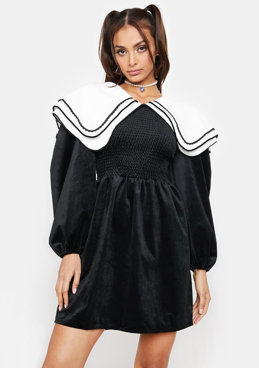 Sister Jane Oversized Collar Velvet Mini Dress – Dolls Kill