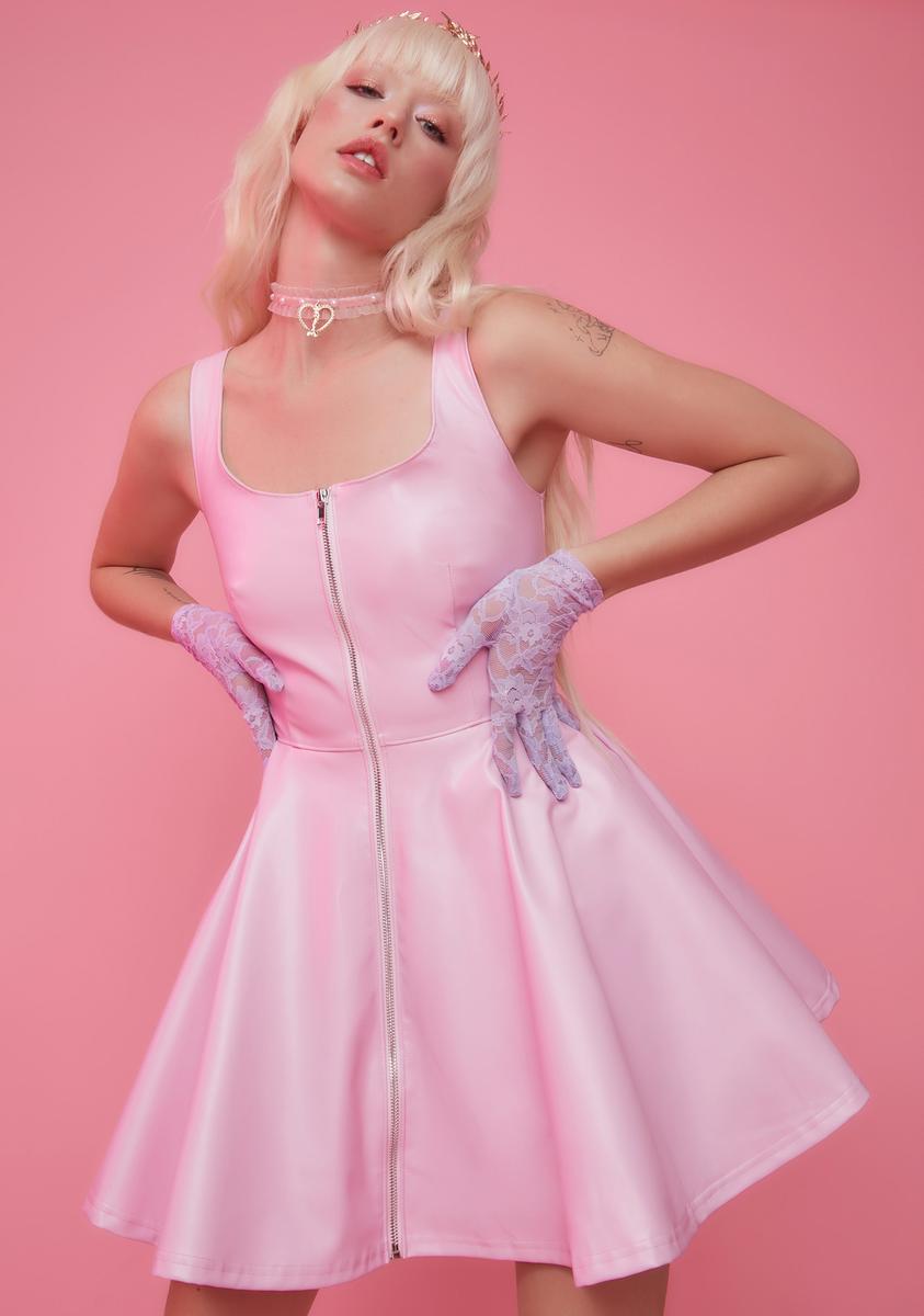 light pink leather dress Trendy Vegan Leather Dress - Strapless Bodycon Dress - Pink Dress