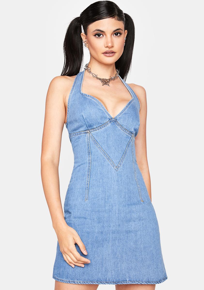 dollskill denim dress Generation Kiss Washed Denim Mini Flare Dress