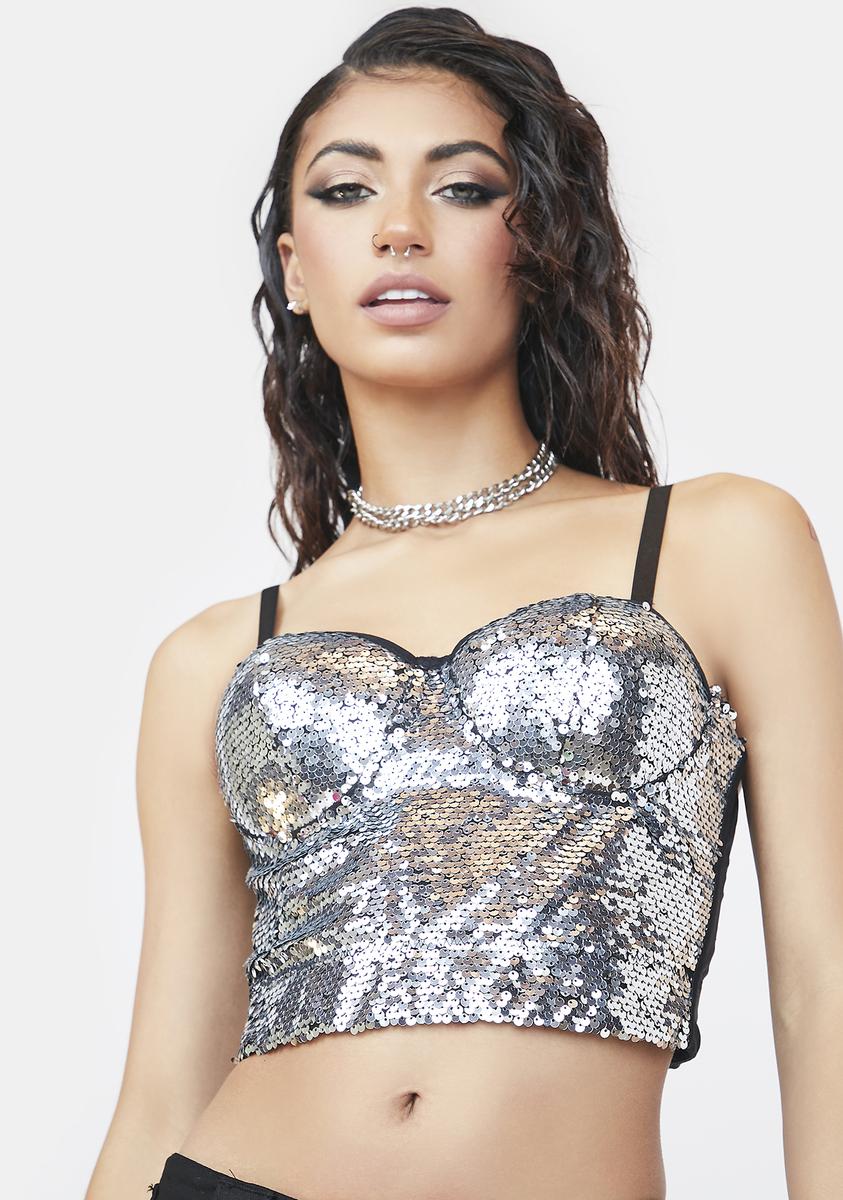 sequin bustier crop top