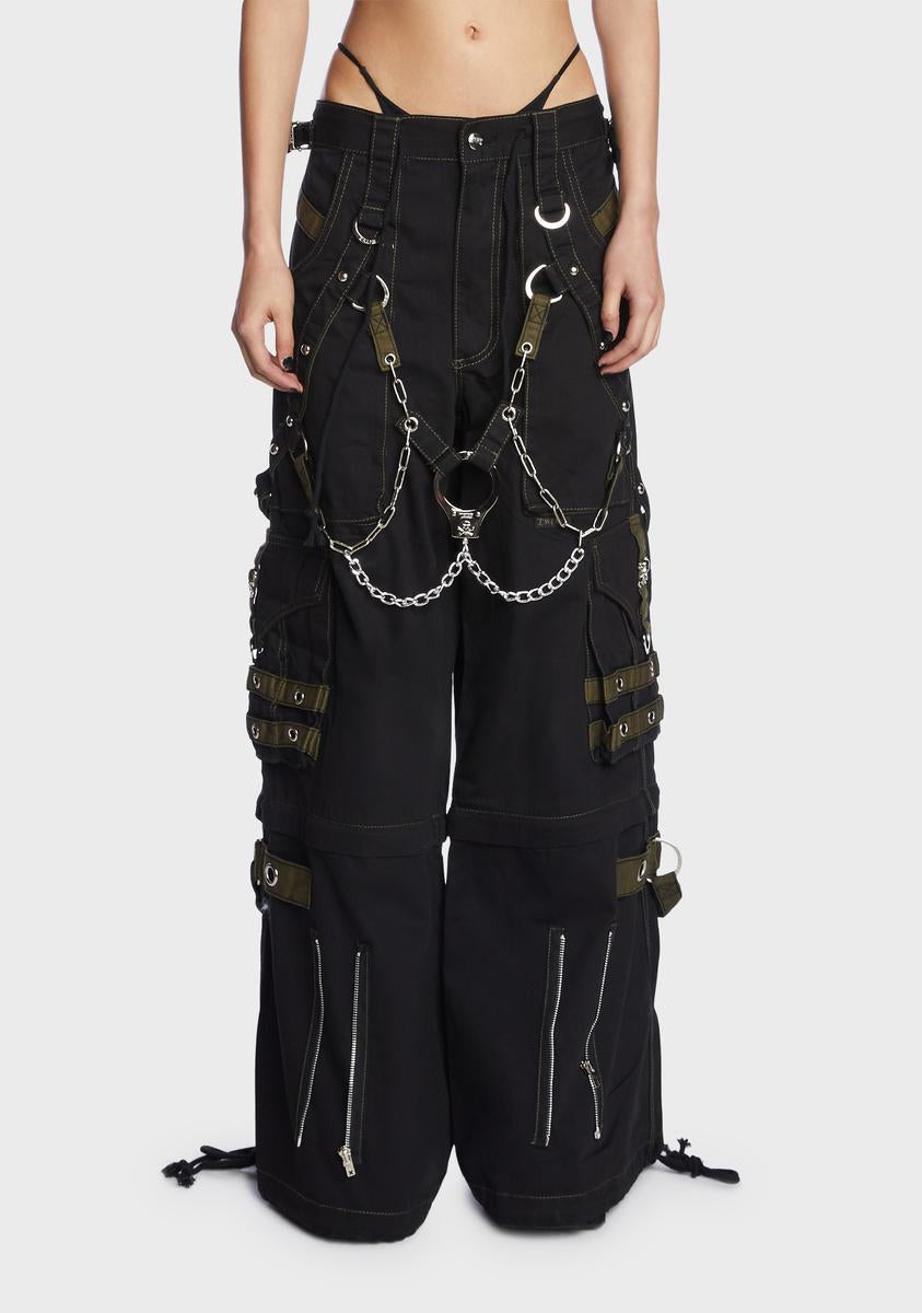 【AAKE】JINI STRAP CARGO PT Men's Fashion Gothic Spider Baggy Style Straps Zip Chains