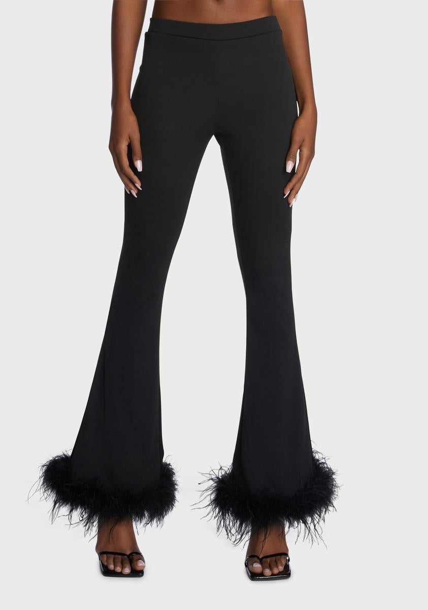 Marabou Fur Flared Pants Black – Dolls Kill