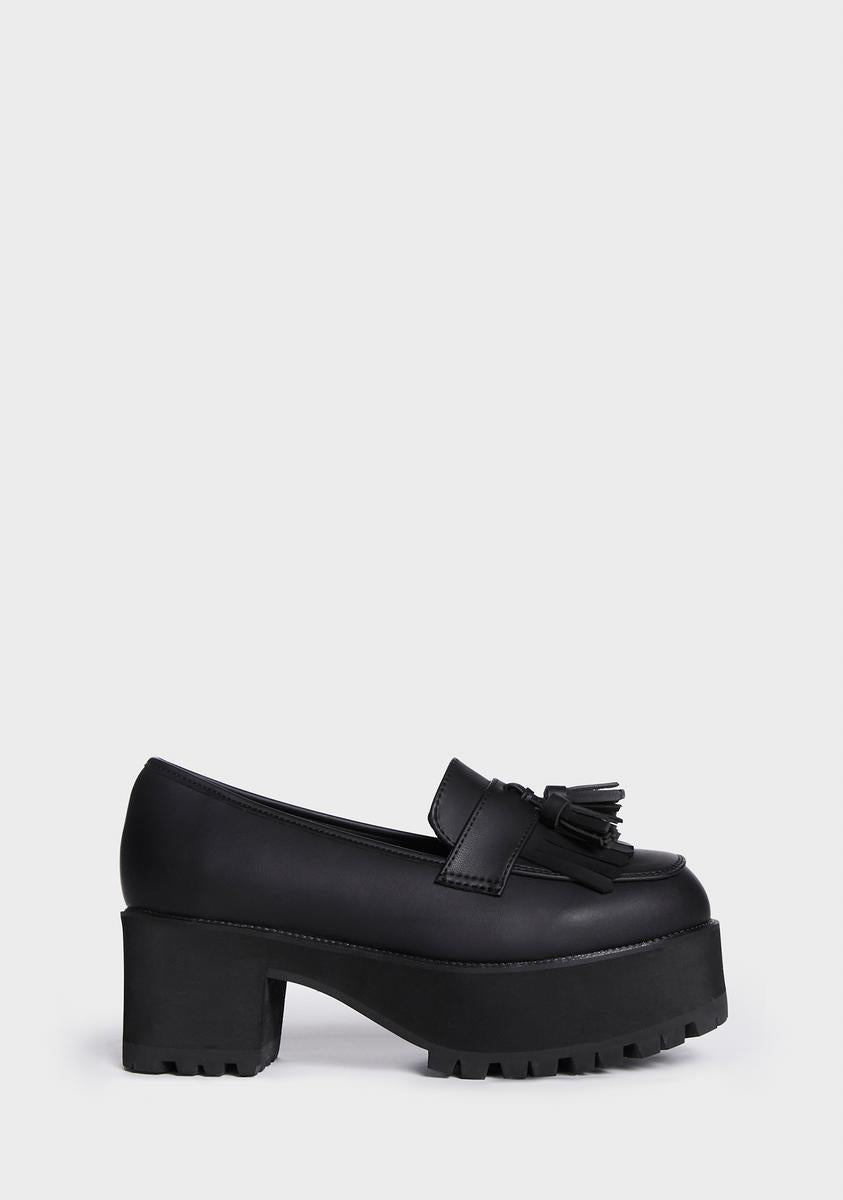 最新最全の Platform Leather Vegan T.U.K. Loafers Kill Dolls – Black - 靴