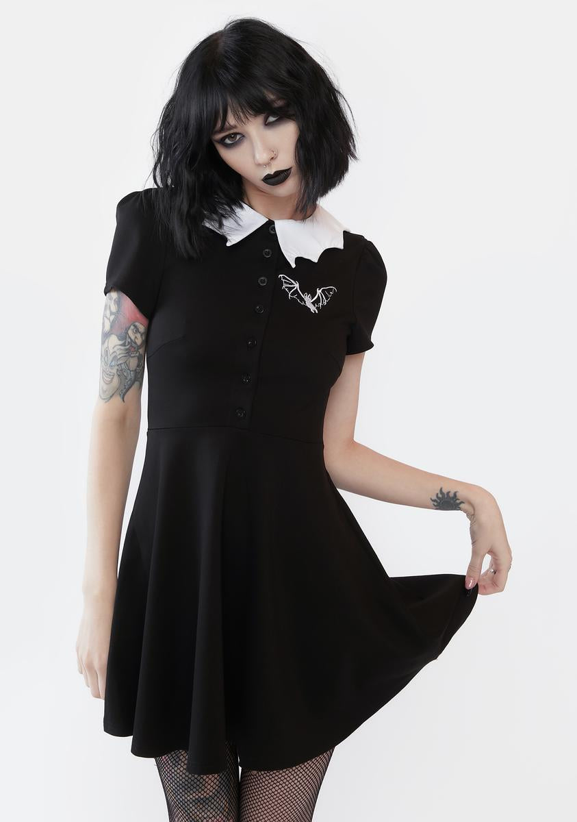 The Grave Girls Bat Collar Button Up Dress