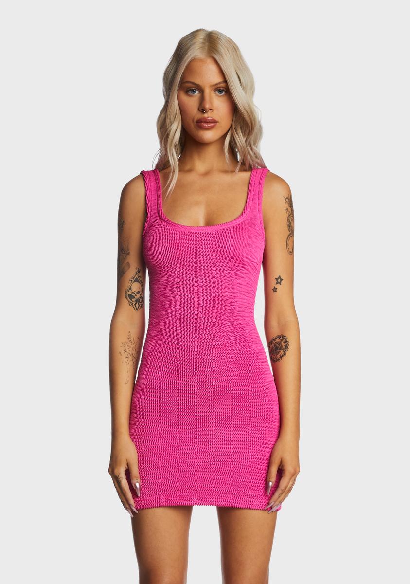 Kiki Riki Ribbed Bodycon Mini Dress - Pink Dolls Kill Kiki Riki Ribbed Bodycon Mini Dress - Pink Dolls Kill